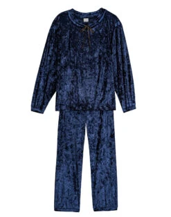 Caraco En Panne De Velours PLATINE 831 Bleu -Pyjama Chic Femme Magasin caraco en panne de velours platine 831 bleu 10