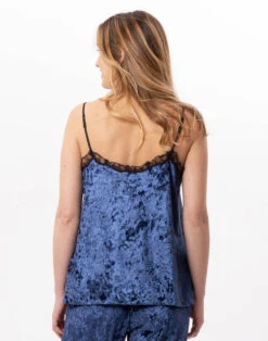 Caraco En Panne De Velours PLATINE 831 Bleu -Pyjama Chic Femme Magasin caraco en panne de velours platine 831 bleu 4