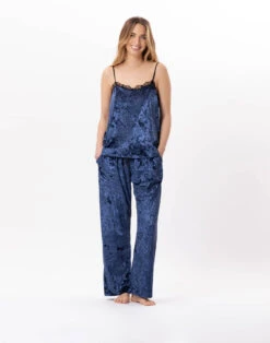 Caraco En Panne De Velours PLATINE 831 Bleu -Pyjama Chic Femme Magasin caraco en panne de velours platine 831 bleu 6