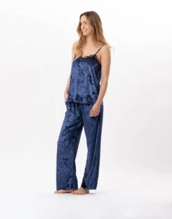 Caraco En Panne De Velours PLATINE 831 Bleu -Pyjama Chic Femme Magasin caraco en panne de velours platine 831 bleu 7
