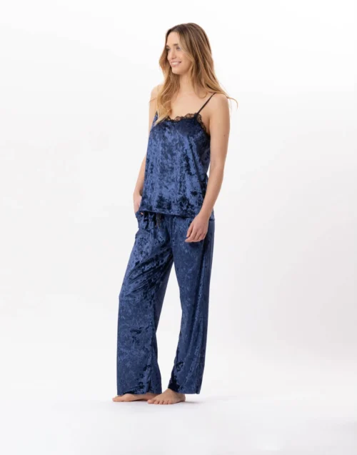 Caraco En Panne De Velours PLATINE 831 Bleu 18 Caraco En Panne De Velours PLATINE 831 Bleu -Pyjama Chic Femme Magasin caraco en panne de velours platine 831 bleu 7