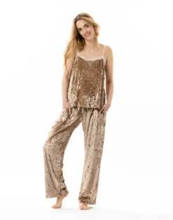 Caraco En Panne De Velours PLATINE 831 Doré -Pyjama Chic Femme Magasin caraco en panne de velours platine 831 dore 2