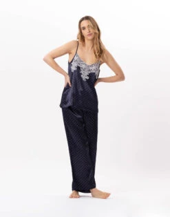 Caraco Pantalon En Viscose MOON 804 Marine -Pyjama Chic Femme Magasin caraco pantalon en viscose moon 804 marine 2
