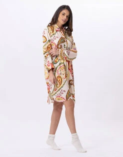 Chemise De Nuit Boutonnée En Viscose ALLEGRA 805 Multico -Pyjama Chic Femme Magasin chemise de nuit boutonnee en viscose allegra 805 multico 4