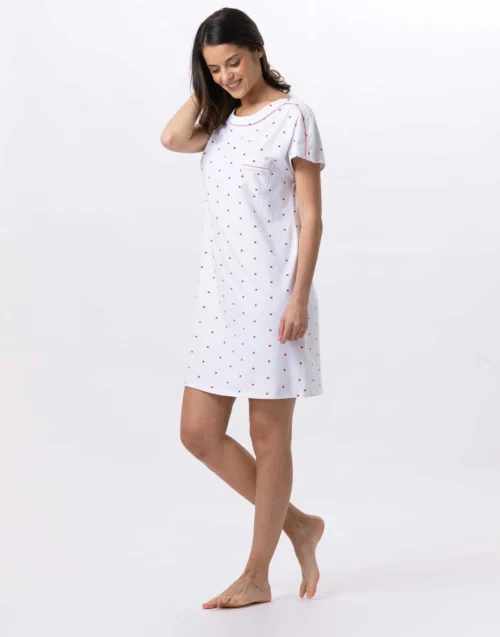 Chemise De Nuit En Coton AMORE 701 Blanc 8 Chemise De Nuit En Coton AMORE 701 Blanc -Pyjama Chic Femme Magasin chemise de nuit en coton amore 701 blanc 2