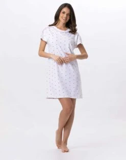 Chemise De Nuit En Coton AMORE 701 Blanc -Pyjama Chic Femme Magasin chemise de nuit en coton amore 701 blanc 3