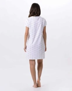Chemise De Nuit En Coton AMORE 701 Blanc -Pyjama Chic Femme Magasin chemise de nuit en coton amore 701 blanc 4