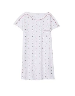 Chemise De Nuit En Coton AMORE 701 Blanc -Pyjama Chic Femme Magasin chemise de nuit en coton amore 701 blanc 5