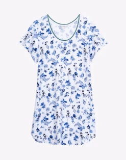 Chemise De Nuit En Coton BLOOM 901 Bleu -Pyjama Chic Femme Magasin chemise de nuit en coton bloom 901 bleu 6