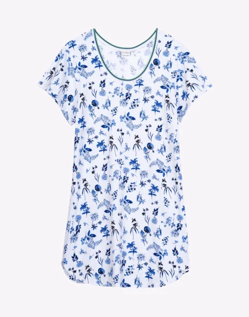 Chemise De Nuit En Coton BLOOM 901 Bleu 13 Chemise De Nuit En Coton BLOOM 901 Bleu -Pyjama Chic Femme Magasin chemise de nuit en coton bloom 901 bleu 6