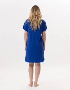 Chemise De Nuit En Coton BLOOM 921 Bleu -Pyjama Chic Femme Magasin chemise de nuit en coton bloom 921 bleu 4