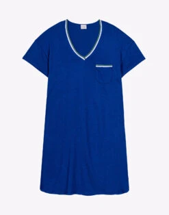 Chemise De Nuit En Coton BLOOM 921 Bleu -Pyjama Chic Femme Magasin chemise de nuit en coton bloom 921 bleu 5