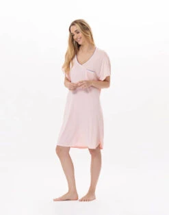 Chemise De Nuit En Coton BLOOM 921 Corail -Pyjama Chic Femme Magasin chemise de nuit en coton bloom 921 corail 2