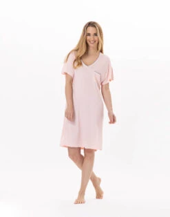 Chemise De Nuit En Coton BLOOM 921 Corail -Pyjama Chic Femme Magasin chemise de nuit en coton bloom 921 corail 3