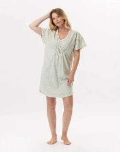Chemise De Nuit En Coton CALISSON 901 Anis -Pyjama Chic Femme Magasin chemise de nuit en coton calisson 901 anis 3