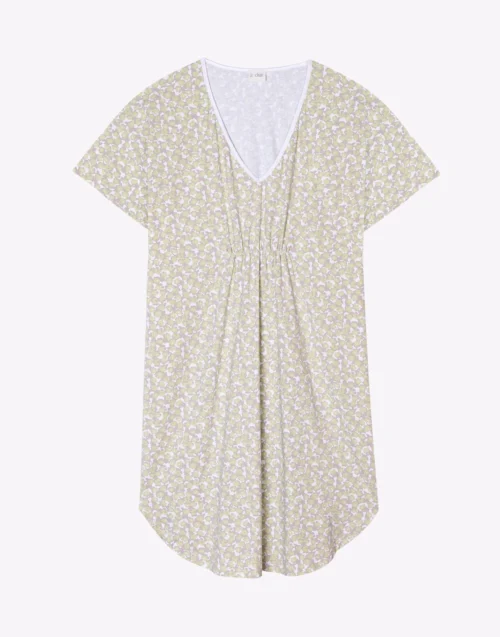Chemise De Nuit En Coton CALISSON 901 Anis 11 Chemise De Nuit En Coton CALISSON 901 Anis -Pyjama Chic Femme Magasin chemise de nuit en coton calisson 901 anis 5