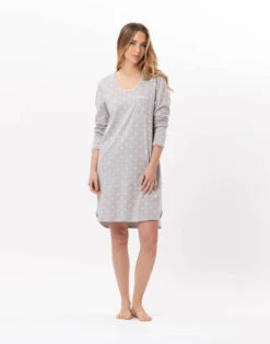 Chemise De Nuit En CotonCHAMADE 801 Gris Chine