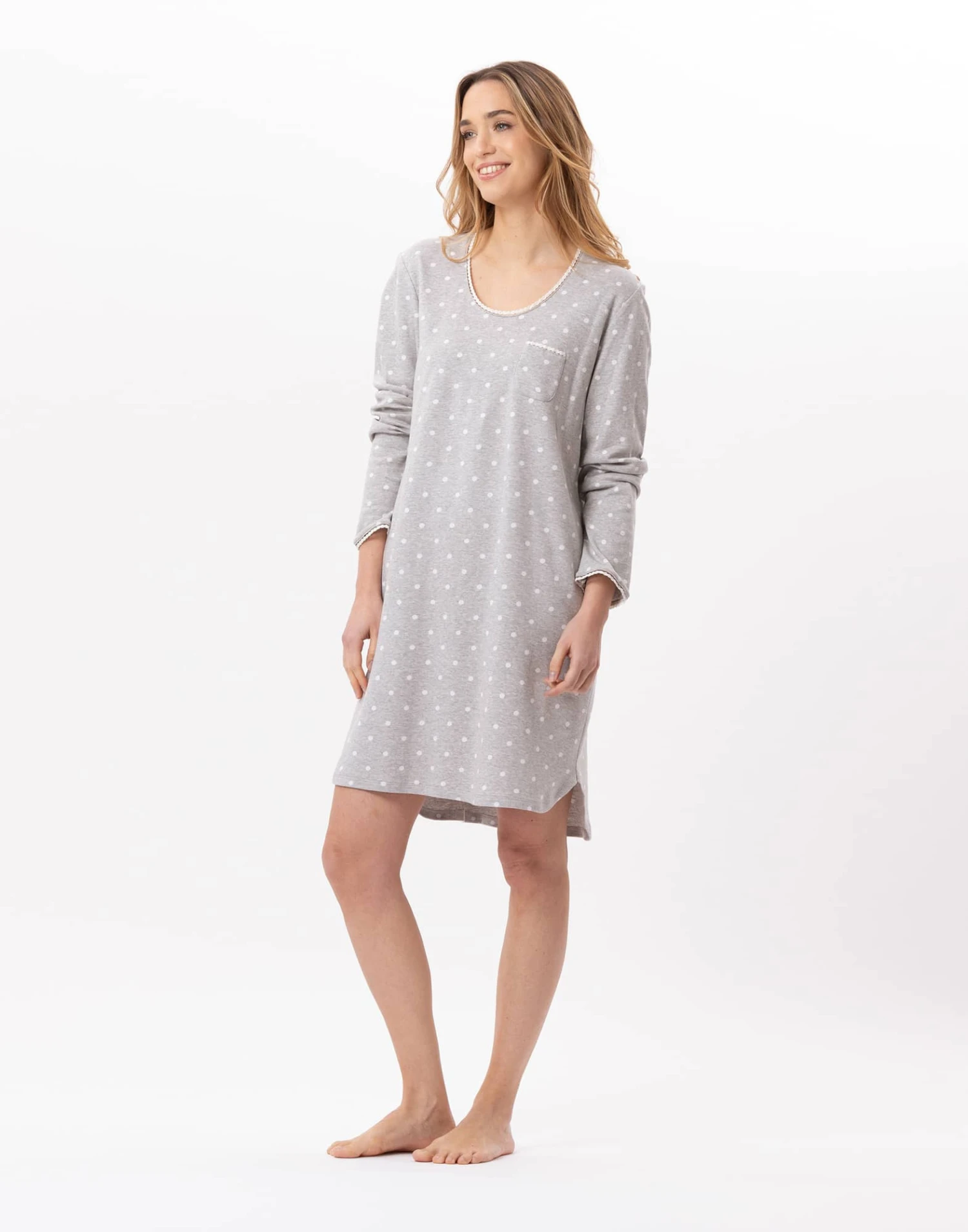 Chemise De Nuit En CotonCHAMADE 801 Gris Chine 5 Chemise De Nuit En CotonCHAMADE 801 Gris Chine – Image 5