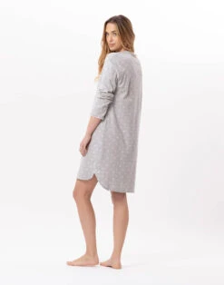 Chemise De Nuit En CotonCHAMADE 801 Gris Chine 13 Chemise De Nuit En CotonCHAMADE 801 Gris Chine -Pyjama Chic Femme Magasin chemise de nuit en coton chamade 801 gris chine 5