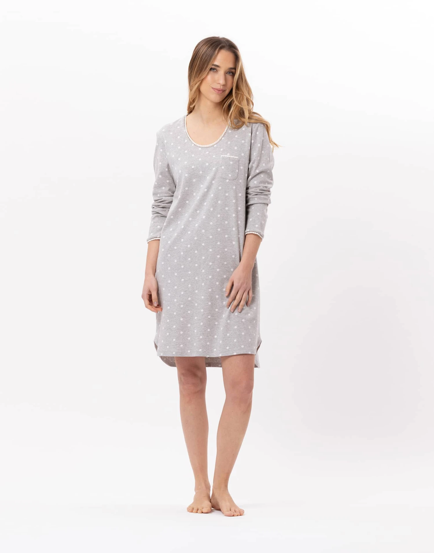 Chemise De Nuit En CotonCHAMADE 801 Gris Chine 1 Chemise De Nuit En CotonCHAMADE 801 Gris Chine