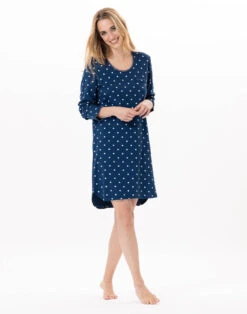 Chemise De Nuit En CotonCHAMADE 801 Prusse -Pyjama Chic Femme Magasin chemise de nuit en coton chamade 801 prusse 2