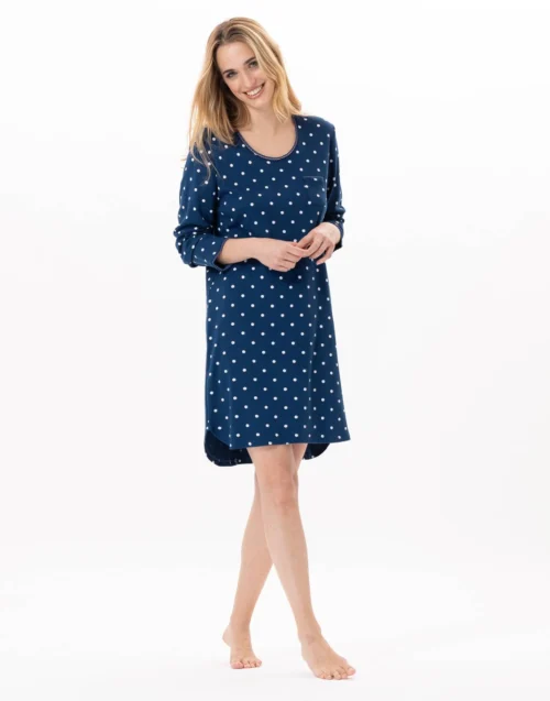 Chemise De Nuit En CotonCHAMADE 801 Prusse 8 Chemise De Nuit En CotonCHAMADE 801 Prusse -Pyjama Chic Femme Magasin chemise de nuit en coton chamade 801 prusse 2