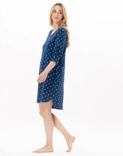Chemise De Nuit En CotonCHAMADE 801 Prusse -Pyjama Chic Femme Magasin chemise de nuit en coton chamade 801 prusse 3
