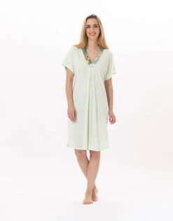 Chemise De Nuit En Coton ESTEREL 921 Vert D'eau