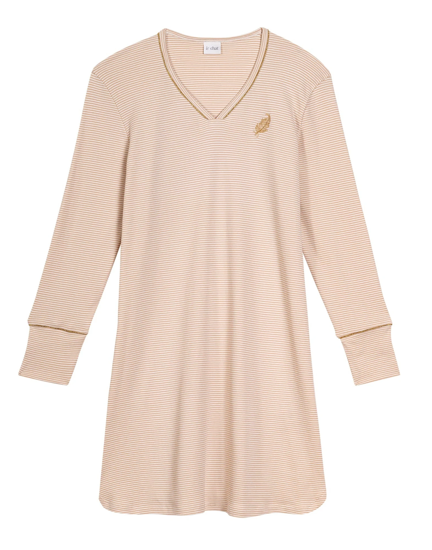 Chemise De Nuit En CotonGARANCE 801 Doré/Ecru 7 Chemise De Nuit En CotonGARANCE 801 Doré/Ecru – Image 7