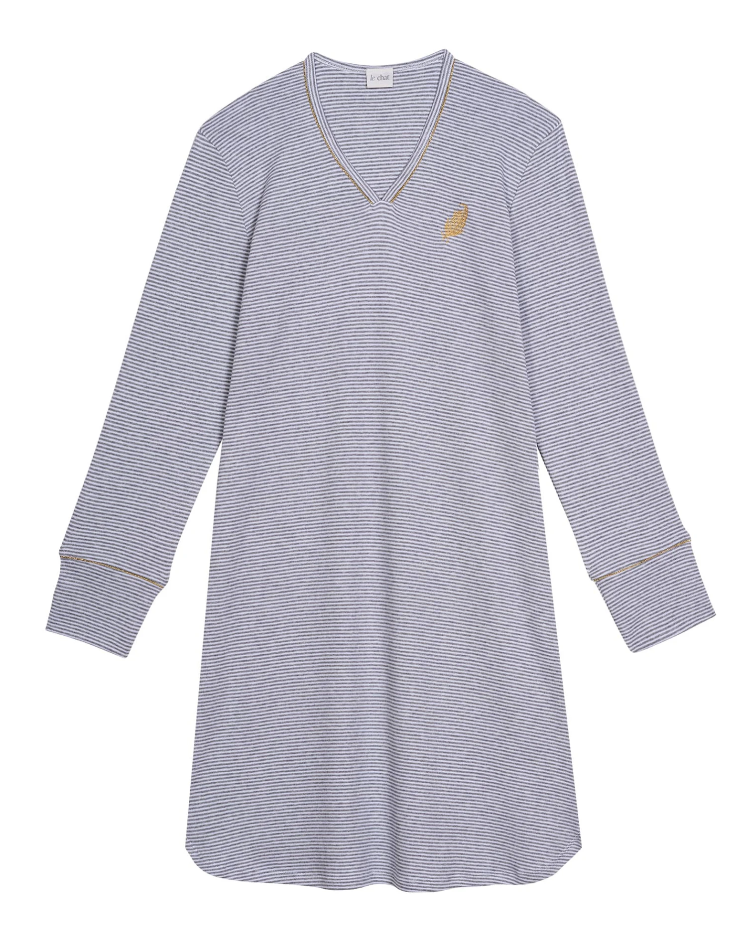 Chemise De Nuit En CotonGARANCE 801Gris Chine/Blanc 6 Chemise De Nuit En CotonGARANCE 801Gris Chine/Blanc – Image 6