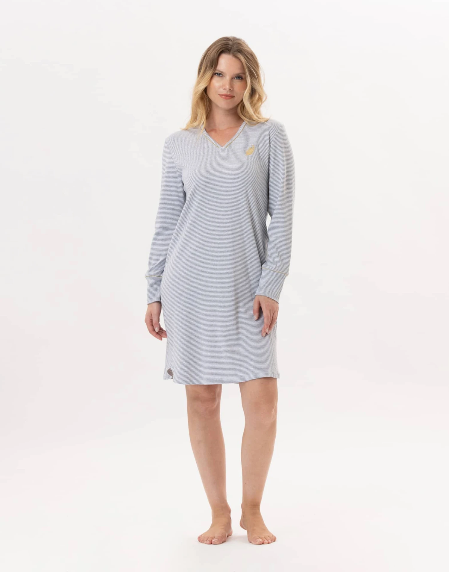 Chemise De Nuit En CotonGARANCE 801Gris Chine/Blanc 1 Chemise De Nuit En CotonGARANCE 801Gris Chine/Blanc