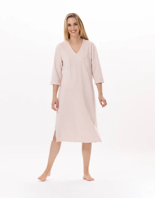Chemise De Nuit En Coton JEANNETTE 911 Sable -Pyjama Chic Femme Magasin chemise de nuit en coton jeannette 911 sable 3