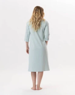 Chemise De Nuit En Coton JEANNETTE 911 Turquoise -Pyjama Chic Femme Magasin chemise de nuit en coton jeannette 911 turquoise 5