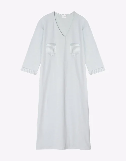 Chemise De Nuit En Coton JEANNETTE 911 Turquoise 13 Chemise De Nuit En Coton JEANNETTE 911 Turquoise -Pyjama Chic Femme Magasin chemise de nuit en coton jeannette 911 turquoise 6