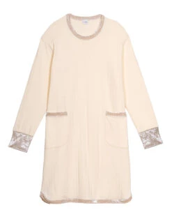 Chemise De Nuit En Coton Matelassé PILLOW 801 Ecru -Pyjama Chic Femme Magasin chemise de nuit en coton matelasse pillow 801 ecru 6