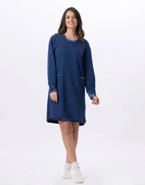 Chemise De Nuit En Coton Matelassé PILLOW 801 Prusse 14 Chemise De Nuit En Coton Matelassé PILLOW 801 Prusse -Pyjama Chic Femme Magasin chemise de nuit en coton matelasse pillow 801 prusse 5