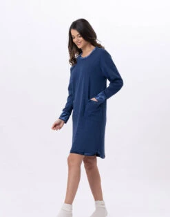 Chemise De Nuit En Coton Matelassé PILLOW 801 Prusse -Pyjama Chic Femme Magasin chemise de nuit en coton matelasse pillow 801 prusse 6