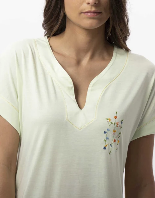 Chemise De Nuit En Coton Modal RIVIERA 711 Anis 7 Chemise De Nuit En Coton Modal RIVIERA 711 Anis -Pyjama Chic Femme Magasin chemise de nuit en coton modal riviera 711 anis 2