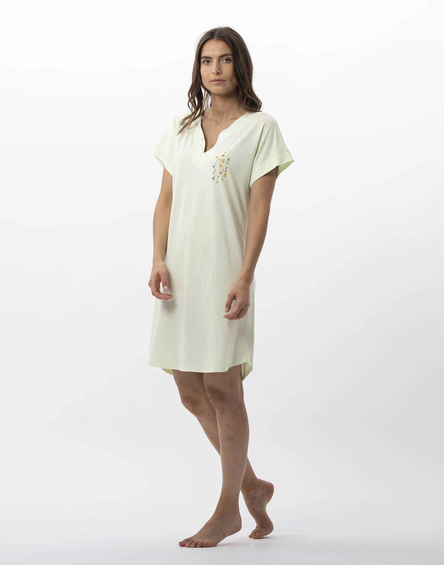Chemise De Nuit En Coton Modal RIVIERA 711 Anis 5 Chemise De Nuit En Coton Modal RIVIERA 711 Anis – Image 5