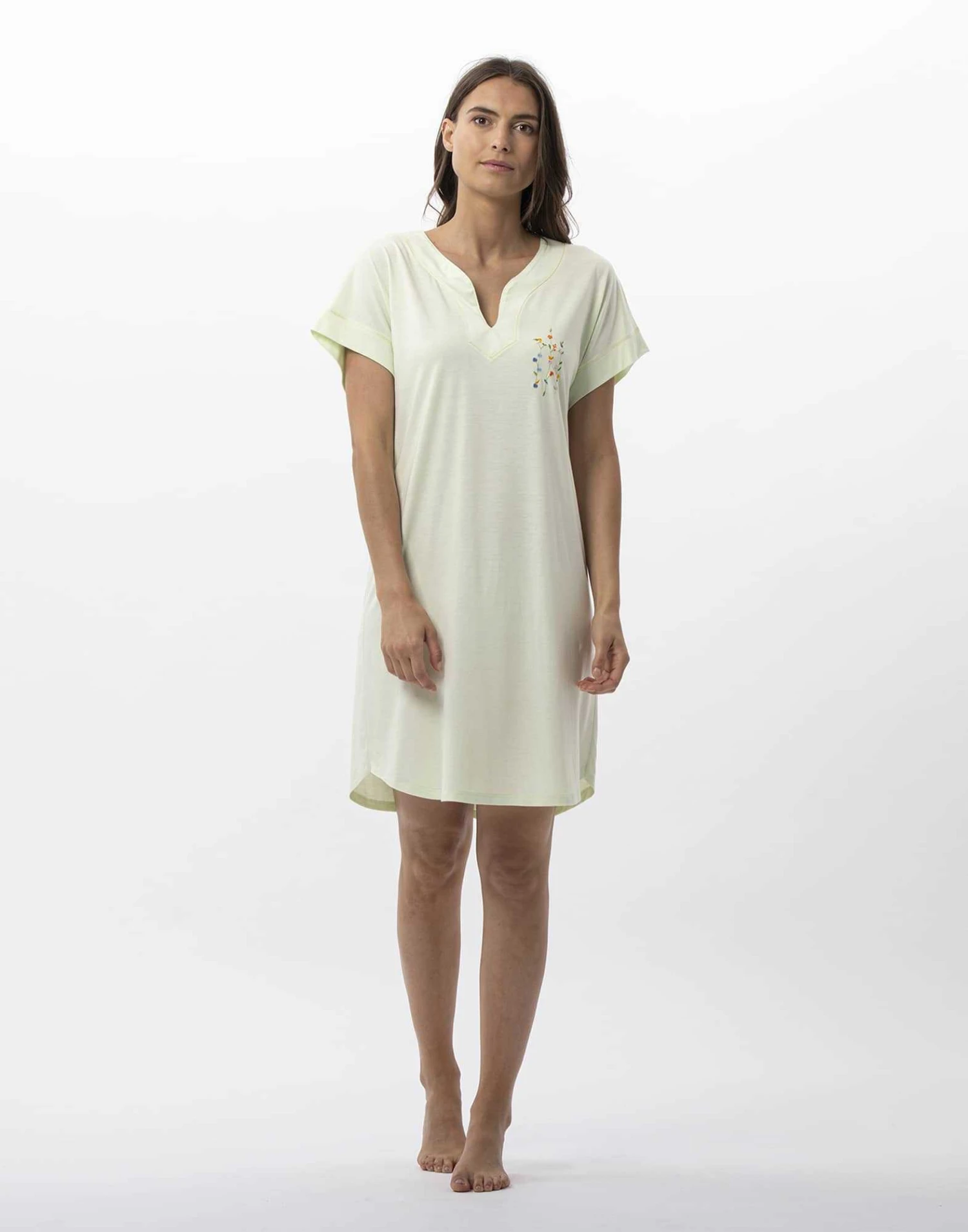 Chemise De Nuit En Coton Modal RIVIERA 711 Anis 1 Chemise De Nuit En Coton Modal RIVIERA 711 Anis