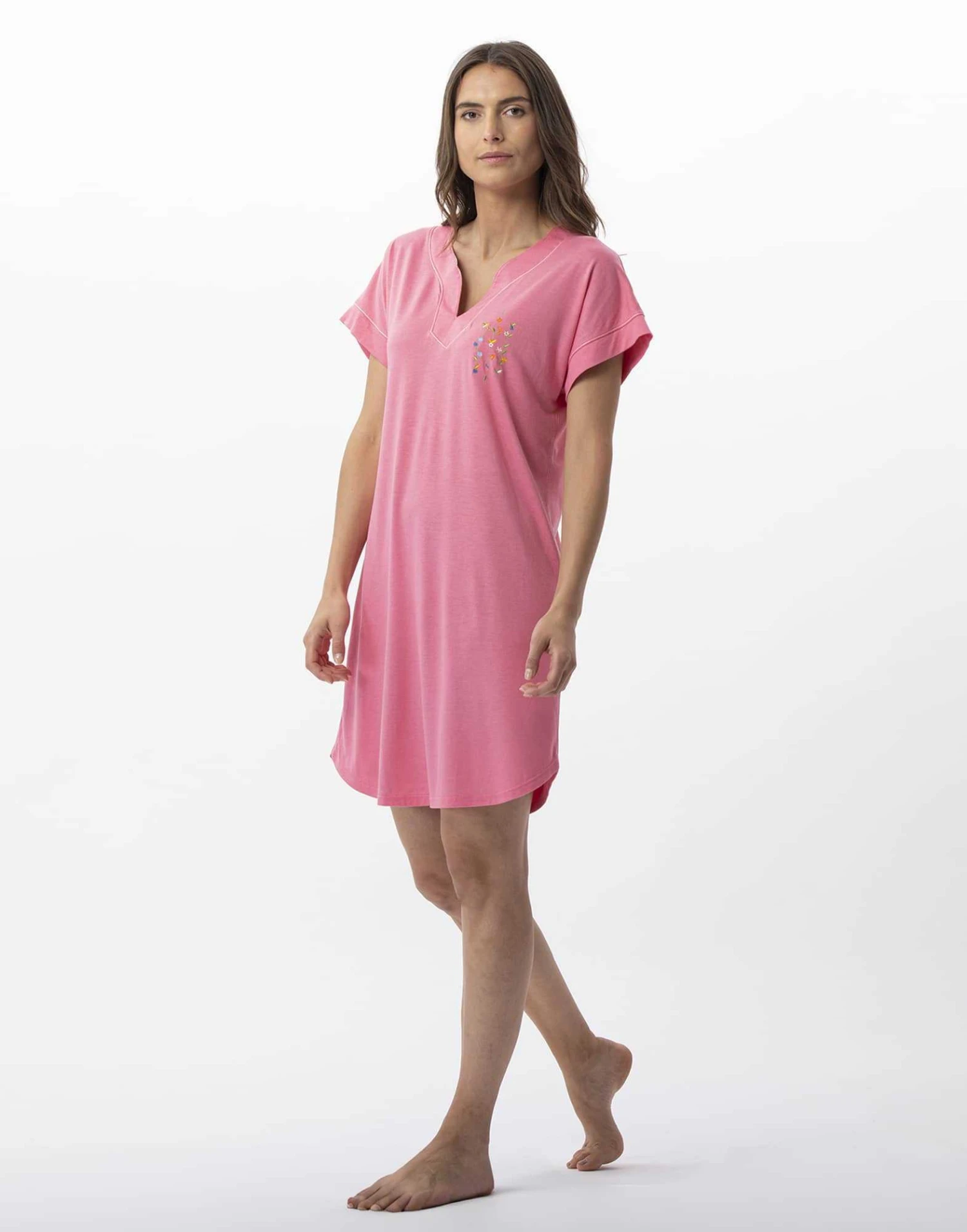 Chemise De Nuit En Coton Modal RIVIERA 711 Fraise 3 Chemise De Nuit En Coton Modal RIVIERA 711 Fraise – Image 3