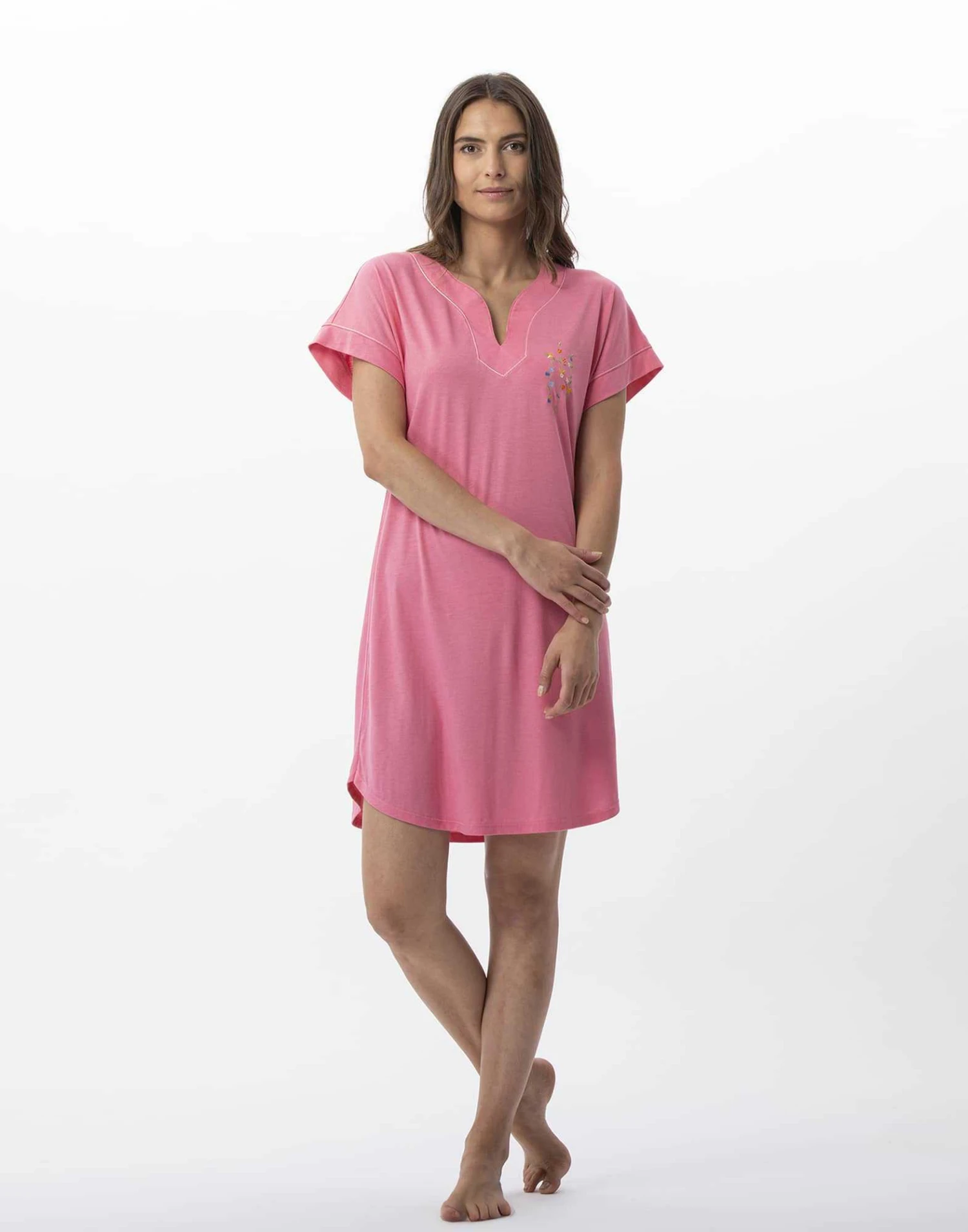 Chemise De Nuit En Coton Modal RIVIERA 711 Fraise 4 Chemise De Nuit En Coton Modal RIVIERA 711 Fraise – Image 4