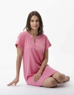 Chemise De Nuit En Coton Modal RIVIERA 711 Fraise 11 Chemise De Nuit En Coton Modal RIVIERA 711 Fraise -Pyjama Chic Femme Magasin chemise de nuit en coton modal riviera 711 fraise 5