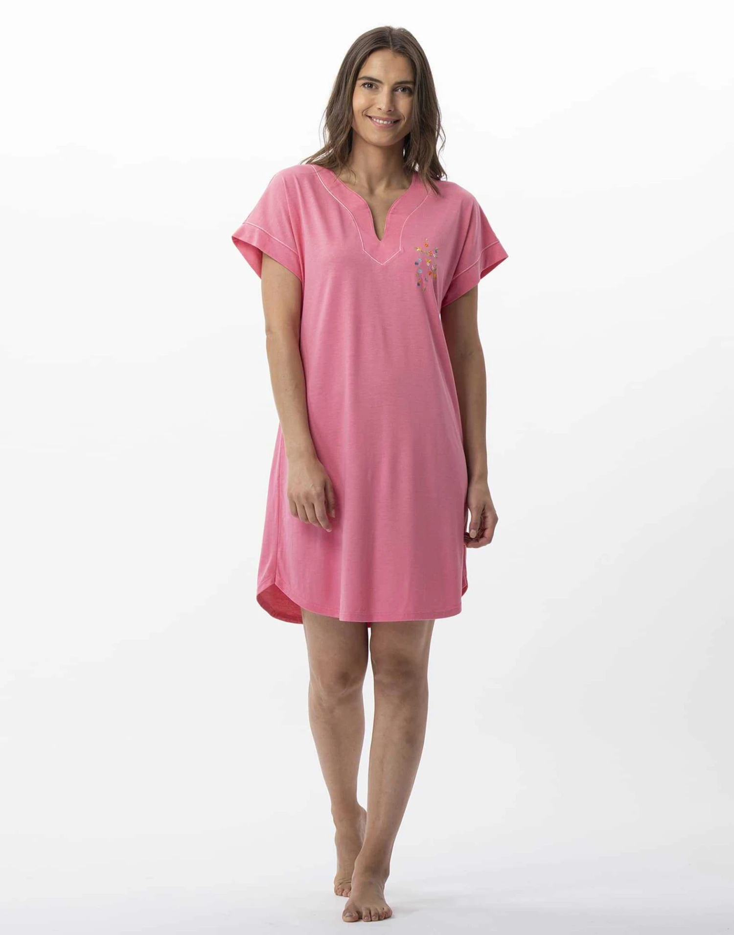 Chemise De Nuit En Coton Modal RIVIERA 711 Fraise 1 Chemise De Nuit En Coton Modal RIVIERA 711 Fraise