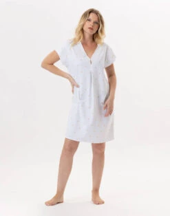 Chemise De Nuit En Coton PITCHOUN 901 Sable -Pyjama Chic Femme Magasin chemise de nuit en coton pitchoun 901 sable 3