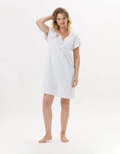 Chemise De Nuit En Coton PITCHOUN 901 Sable 11 Chemise De Nuit En Coton PITCHOUN 901 Sable -Pyjama Chic Femme Magasin chemise de nuit en coton pitchoun 901 sable 4
