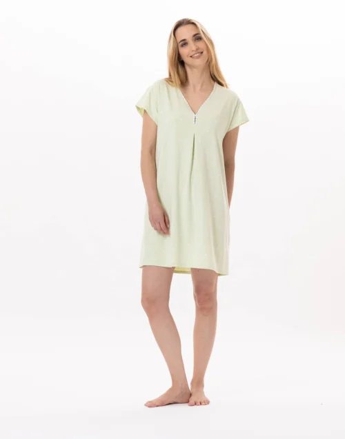 Pyjama Chic Femme Magasin -Pyjama Chic Femme Magasin chemise de nuit en coton pitchoun 901 vert d eau 1
