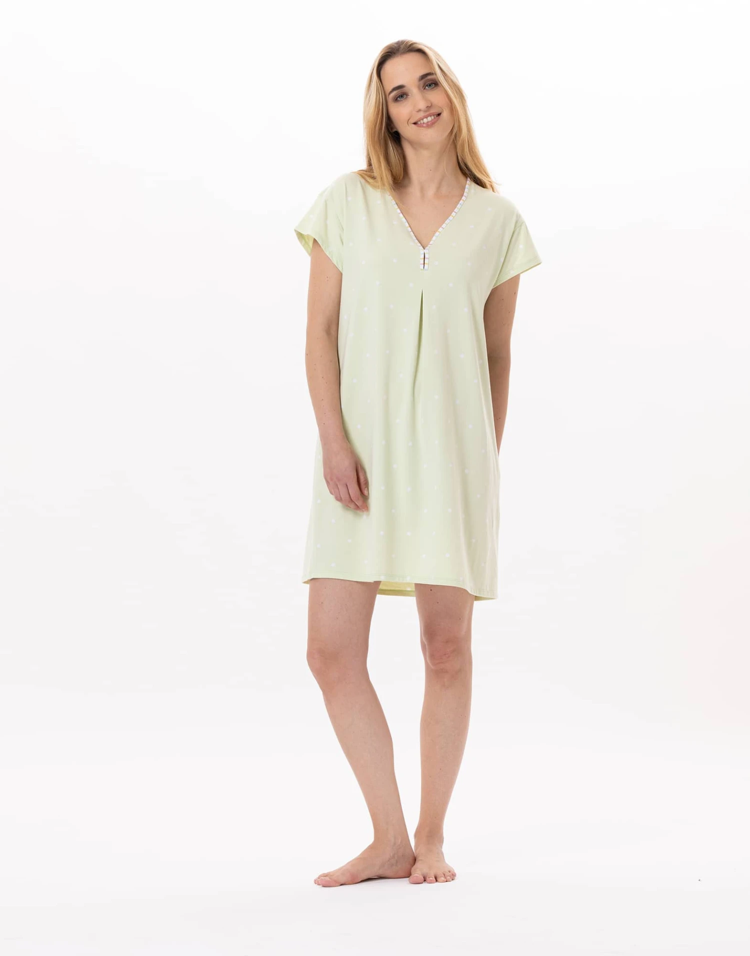 Chemise De Nuit En Coton PITCHOUN 901 Vert D'eau 2 Chemise De Nuit En Coton PITCHOUN 901 Vert D'eau – Image 2