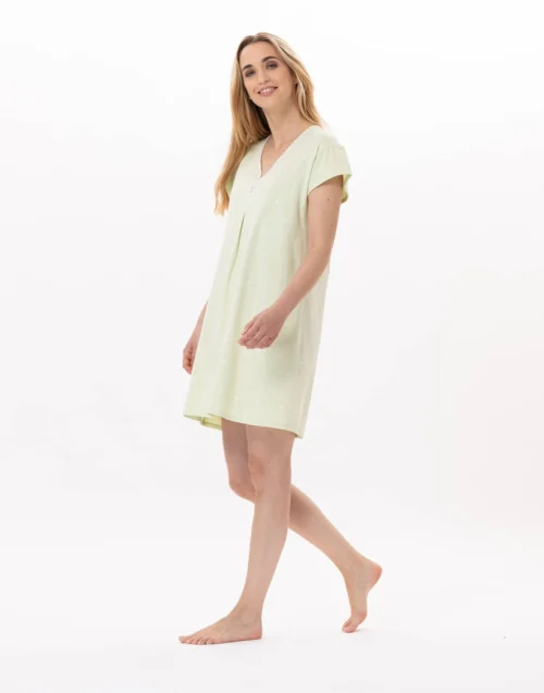 Chemise De Nuit En Coton PITCHOUN 901 Vert D'eau -Pyjama Chic Femme Magasin chemise de nuit en coton pitchoun 901 vert d eau 2