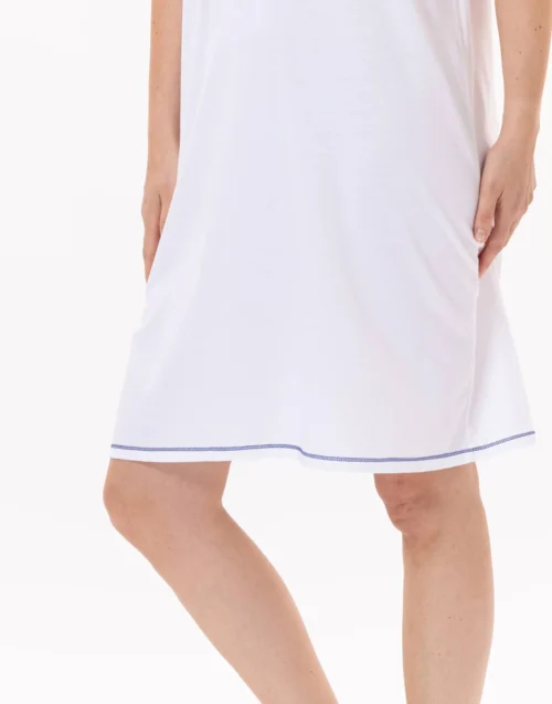 Chemise De Nuit En Coton VALENSOLE 901 Blanc -Pyjama Chic Femme Magasin chemise de nuit en coton valensole 901 blanc 4